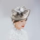 thumbnail image 5 of 2x Tocado de malla con flores para cóctel, fiesta de té, Kentucky Derby gris negro, 5 of 9