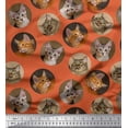 thumbnail image 1 of Soimoi Poly Georgette Fabric Cat Face Animal Print Fabric by Yard 42 Inch Wide, 1 of 1