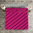 thumbnail image 3 of Ambesonne Hot Pink Quilted Bedspread Set 3 Pcs, Diagonal Lines Modern, Queen Size, Hot Pink Black, 3 of 3