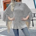 thumbnail image 2 of Women's Poncho Sweater Jumper Crochet Knit Tassel Knitted Color Block Turtleneck Stylish Casual Daily Going Out Fall Winter Black Khaki One-size / Sle, 2 of 5