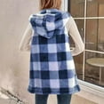 thumbnail image 4 of Womens Plaid Fuzzy Fleece Vest Hooded Sleeveless Sherpa Jacket Fall Winter Warm Fluffy Zip Up Coats Outerwear with Pockets, 4 of 5