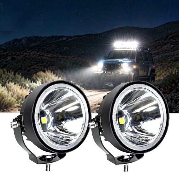 4 Inch Round LED Pod Lights, 60W 6000LM LED Spot Off Road/Driving/Fog Lights for Truck Car ATV UTV Boat Motorcycle, 2-Pack (White)