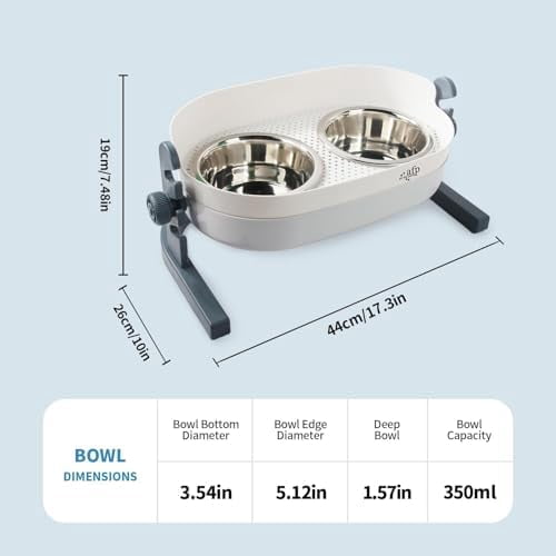 Height Adjustable Cat Elevated Bowls Stainless Steel Dog Food Water Bowls, Height Adjustable Cat Feeder Mess Proof Pet Feeding Bowls for Small to Large Size Cats
