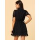 thumbnail image 5 of Vestido A Capas De Gasa Con Cordón Floral Cuello Peter Pan Para Mujer Negro L, 5 of 6