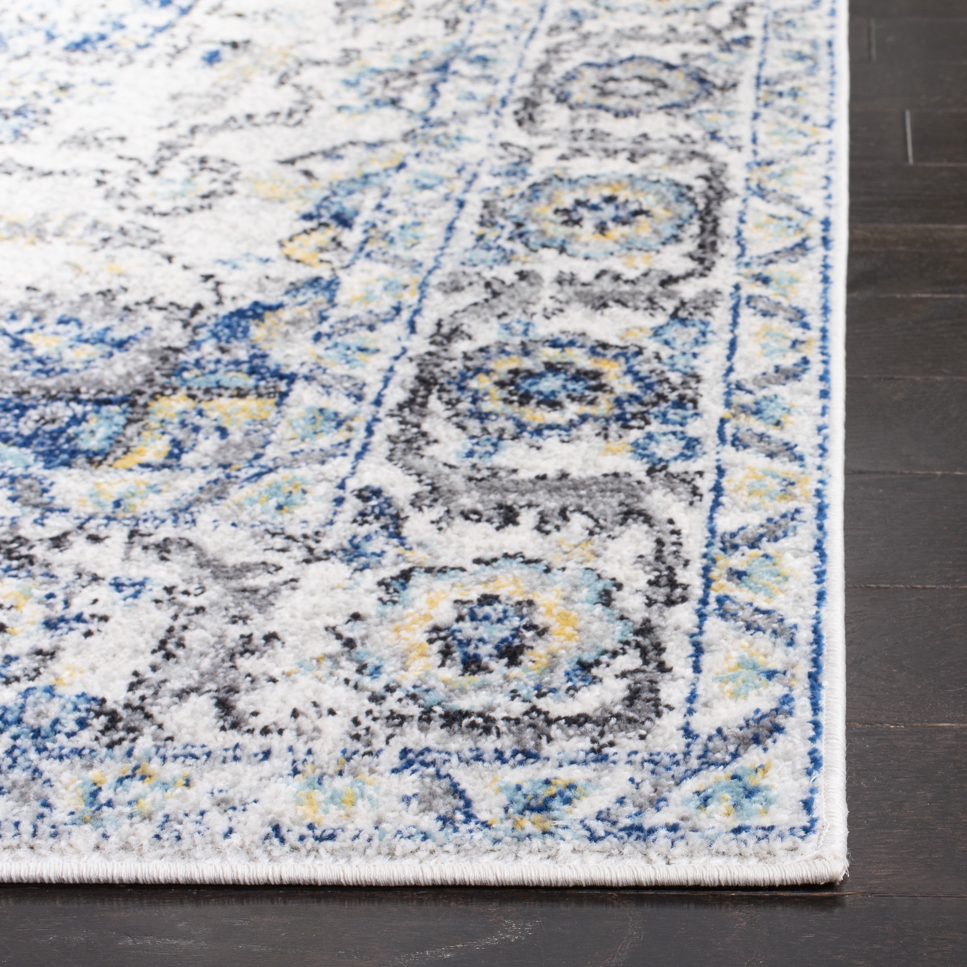 Safavieh Madison Rug Collection Power Loomed Turquoise/Ivory Oriental Area Rugs, 9' x 12', Stain Resistant