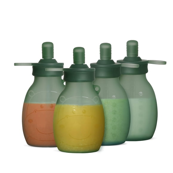 Pack de 4 bolsas Haakaa de silicona para bebés de 270 ml color verde guisante