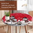 thumbnail image 4 of Red Christmas Round Tablecloth, Fitted Table Cover with Elastic for 36"-44" Round Tables, Snowman Snowflake Winter Birds Table Cloth Outdoor Indoor Dinning Party Waterproof Tablecloths, 4 of 7