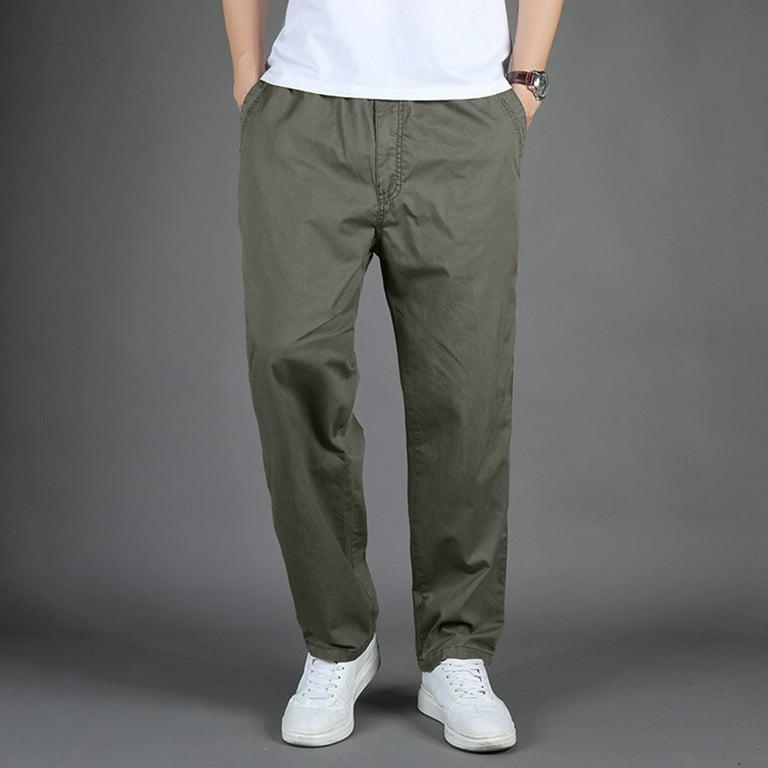 Shpwfbe Cargo Pants For Men Sweatpants For Men Casual Loose Cotton Plus  Size Pocket Lace Up Elastic Waist Pants Trousers Men'S Pants Army Green 3XL  