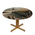 thumbnail image 3 of WYYP Beach Grass Lighthouse Round Tablecloth - Great for Home Kitchen/Parties/Holiday Dinner - 100% Polyester Fiber - Multiple Sizes Available White, 3 of 8