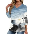 thumbnail image 6 of AGWOLF Womens 3/4 Sleeve Tops V-Neck Art Style Tunic Top Dressy Casual Blouses Trendy Vacation Clothes Multicolor S, 6 of 8
