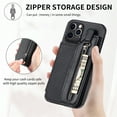thumbnail image 6 of Jiahe Cover for iPhone 11 Pro, Credit Card Holder Phone Case with Magnetic Closure,Shockproof Anti-drop Flip Folio Zipper Wallet Kickstand Cover Case, black, 6 of 6