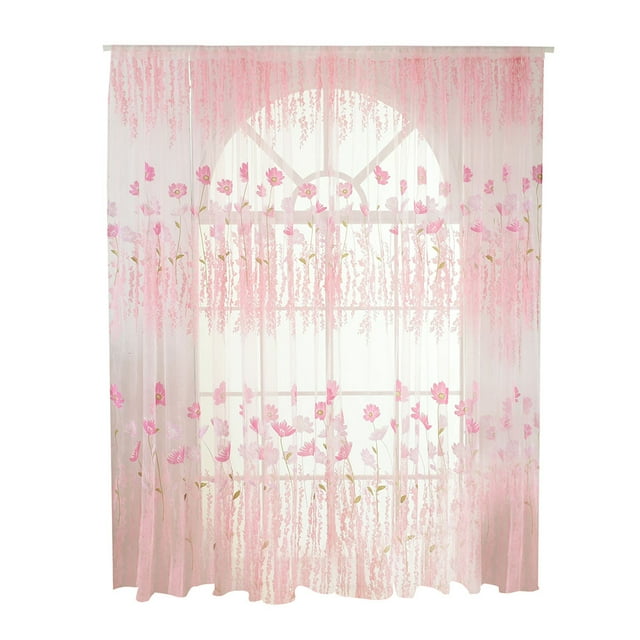 Rideau en Tulle, Motif Floral en Polyester, Rideau de Fenêtre Robuste et Résistant