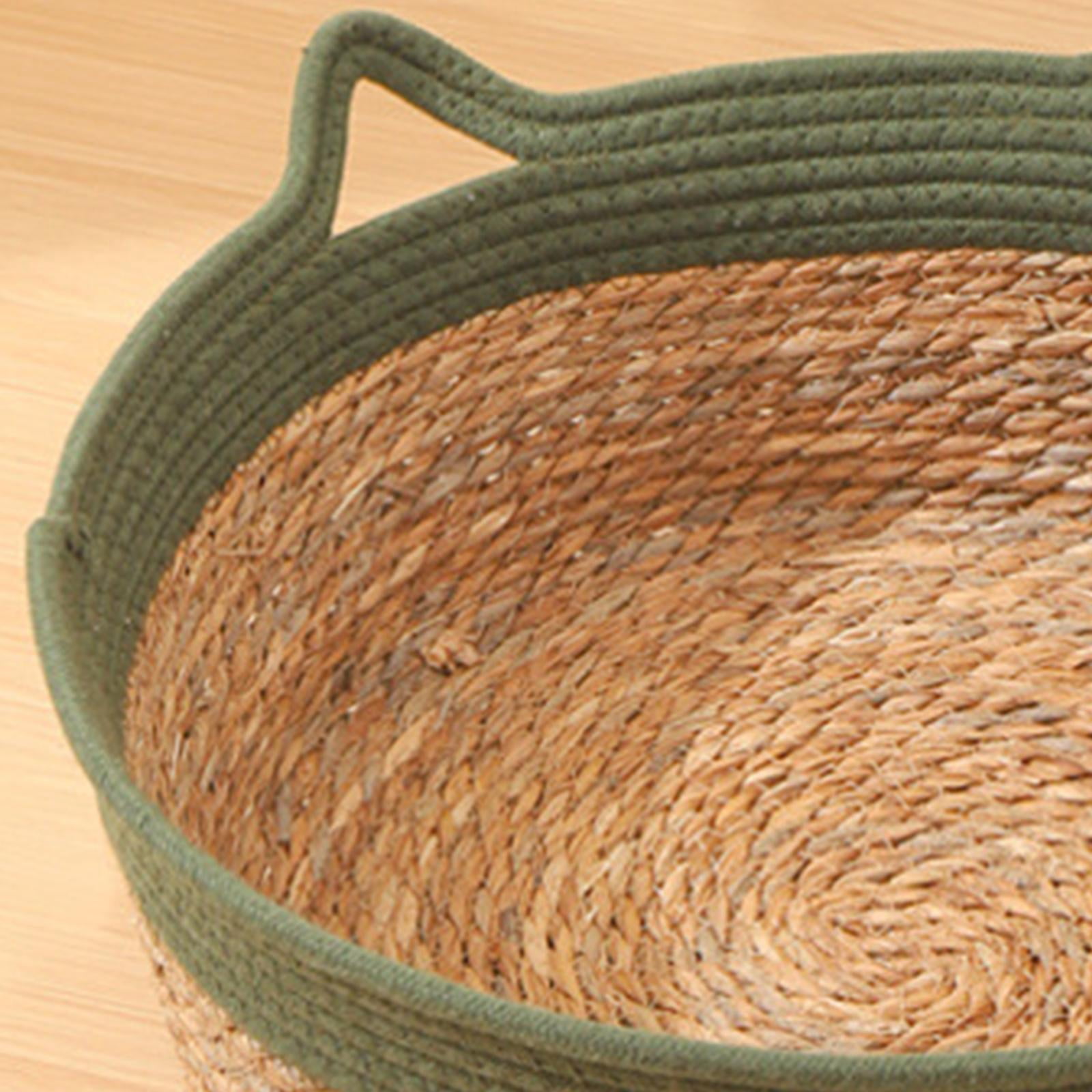 Cat Scratcher Bed Handmade Straw Cat Bed Basket for Indoor Cats Breathable Pet House Nest Scratch-Resistant for Furniture Protection Green 35cmx13cm