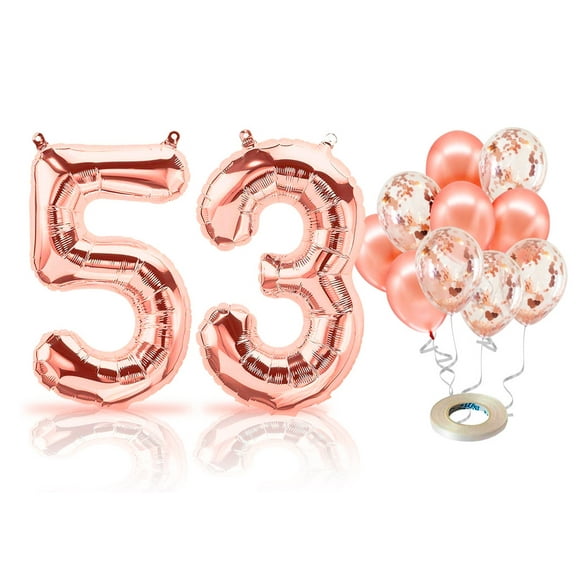 PARIS PRODUCTS - 53rd Birthday Rose Gold Balloons & Number 53 Mylar Balloon, 53rd Birthday Party Decor, 53rd Birthday Decorations for Women, 53rd Birthday Decorations Women 53