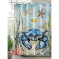 thumbnail image 2 of Blue Crab Shower Curtain, Ocean Coral Starfish Fish Retro Waterproof Shower Curtain Set with 12 Hooks Lightweight Washable Fabric Shower Curtains for Bathroom 48x72 Inches, 2 of 6