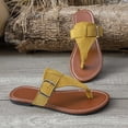 thumbnail image 6 of Yellow Womens Casual Flat Sandals Lightweight Beach Footwear For Spring And Summer Indoor Outdoor Wear Comfortable Toe Thong Style Sandals Size 42, 6 of 9