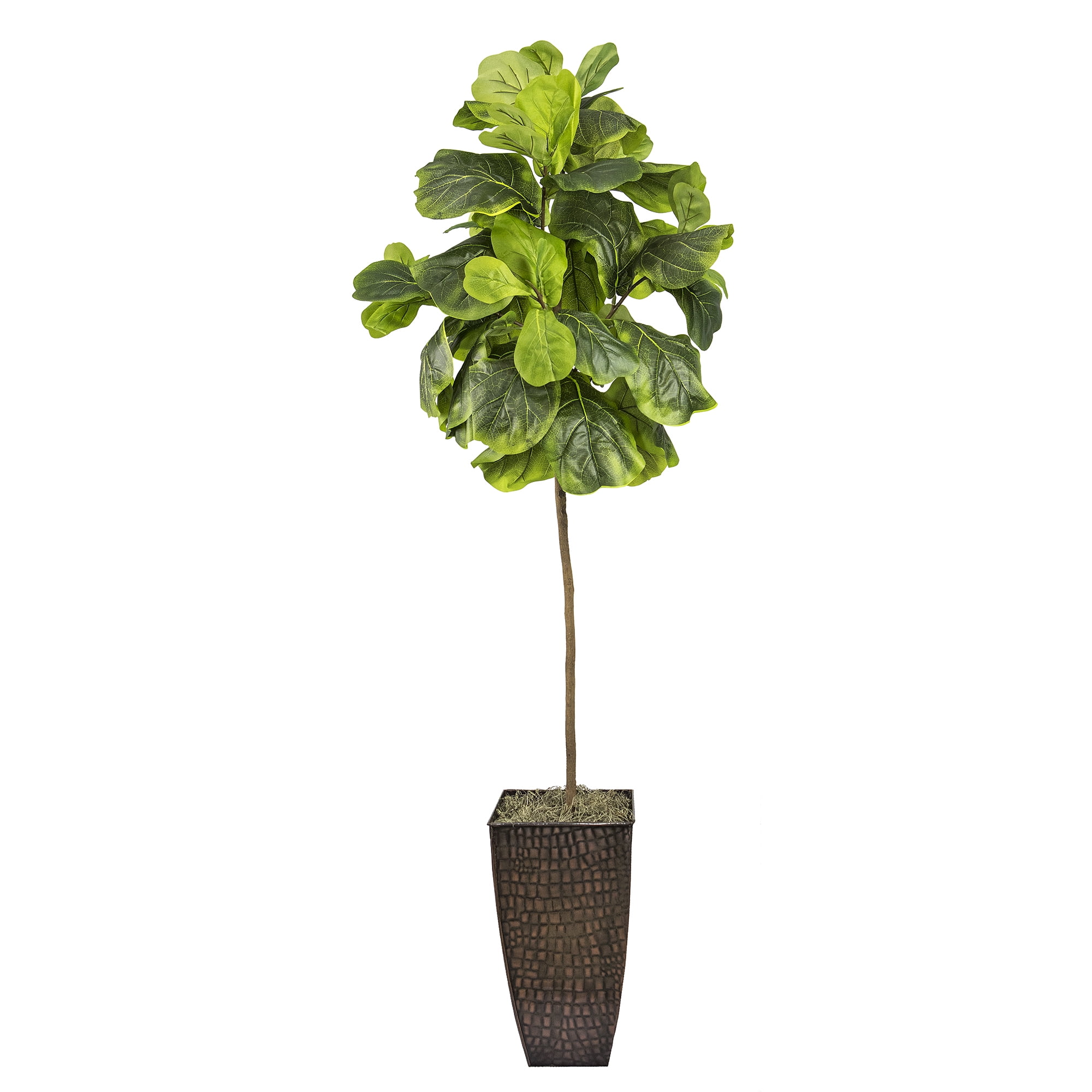 LCG Florals Artificial Tree, Fiddle Leaf Fig Tree, 5 ft, Copper Metal Pot