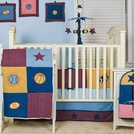 Pam Grace Creations Let's Play Ball 11pc Nursery in a Bag Crib Bedding Set