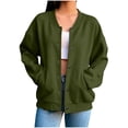 thumbnail image 4 of FDGIU Women's Solid Snap Button Jacket, Drop Shoulder Rib Cuff Long Sleeve Oversized Casual Sweatshirt Coat with Side Pockets for Spring Fall Daily Lounge Layering, 4 of 8
