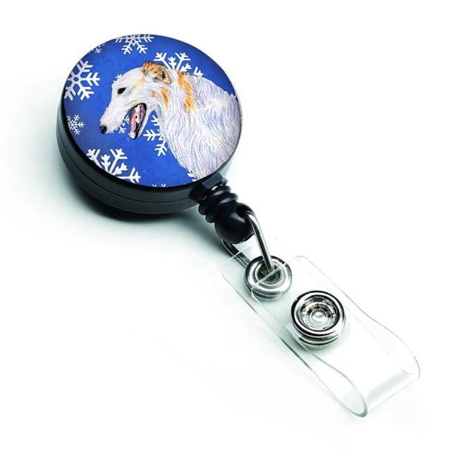 Borzoi Hiver Flocons de Neige Vacances Rétractable Badge Bobine