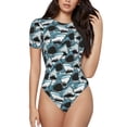 thumbnail image 1 of Balery Angry Shark Body de cuello redondo de manga corta para mujer Tops de manga corta Tops básicos-Medium, 1 of 7