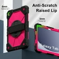 thumbnail image 4 of ELEHOLD Rugged Hybrid Case For Samsung Galaxy Tab A9+, with Built-in Kickstand 360° Rotating Handstrap Crossbody Shoulder Strap Shockproof Heavy Duty Case, Black+Rose, 4 of 9