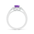thumbnail image 2 of ANGARA Natural Inspired Cushion 1.2 ct Amethyst Ring with Diamond Halo in 14K White Gold for Women (Size-8x6mm) | February Birthstone, Anniversary, Jewelry Gift for Women | Natural Amethyst Ring, 2 of 8