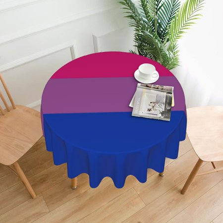 

Bisexual_Pride_Flag Tablecloths Round Tablecloth Waterproof Table Cloth Stain-Resistant For Party Decoration 60 Inches