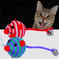 thumbnail image 1 of Flmtop Ball Toy Cartoon Stripe Pet Supplies Nylon Rope Round Ball Mouse Long Tail Toy for Cat Random Color, 1 of 9