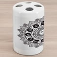 thumbnail image 1 of Zodiac Ceramic Toothbrush Holder, Astrology Houses in Mandala Pattern with Sun in Middle Art, Decorative Versatile Countertop for Bathroom, 4.5" X 2.7", Black Grey, by Ambesonne, 1 of 4