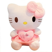 Hello Kitty Plush Doll Elastic Cartoon Love Heart Kitty Cat Stuffed Rag Toy Soft Cushion Gift for Kids Girls 25/30/40cm