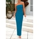 thumbnail image 4 of Vestido de cóctel PRETTYGARDEN Verano 2025 sin tirantes azul fruncido, 4 of 9