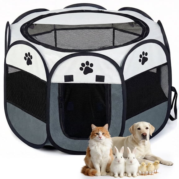 XLarge Cat Playpen Dog Playpen Cat Tent Puppy Playpen, DOMIPET Dog Kennel Foldable Pet Fence, Chicken Brooder Box, Portable Small Animal Playpen, Breathable Pet Playpen Indoor for Chick