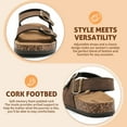 thumbnail image 3 of Sandals For Women With Soft Cork Footbed, Mens Slip On Clog Mules With Adjustable Double Buckle, Open Toe Flat Slide Shoes, Summer Outdoor Back Strap Slipper, 3 of 6