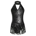 thumbnail image 2 of iiniim Kids Girls Sleeveless Shiny Sequin Leotard Tassel Hem Dress Latin Belly Dance Costume 6-16, 2 of 7