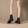 thumbnail image 6 of Lovskoo Ankle Boots for Women Round Toe Platform 2024 Fall And Winter Style British Style Shoes Slim Trendy Versatile Short Booties Black, 6 of 6
