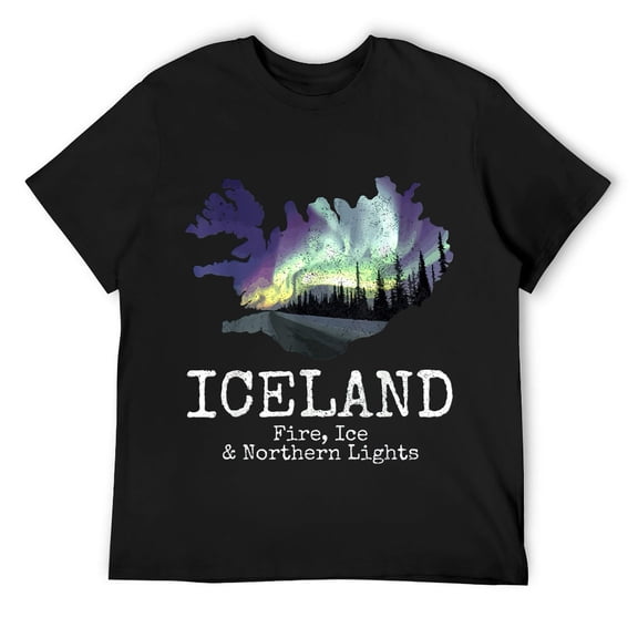 Iceland Map Fire Ice Northern Light Icelandic Souvenir T-Shirt