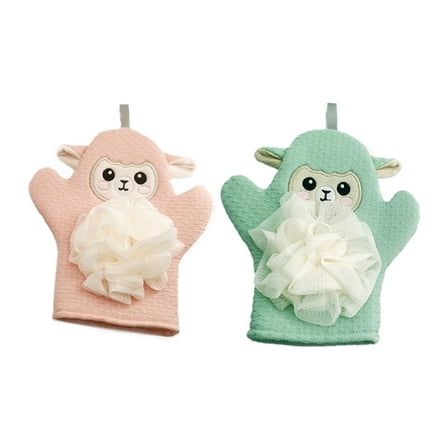 UNOMOR 2Pcs Toddler Loofah for Bathing Exfoliating Fiber Pink for Kids