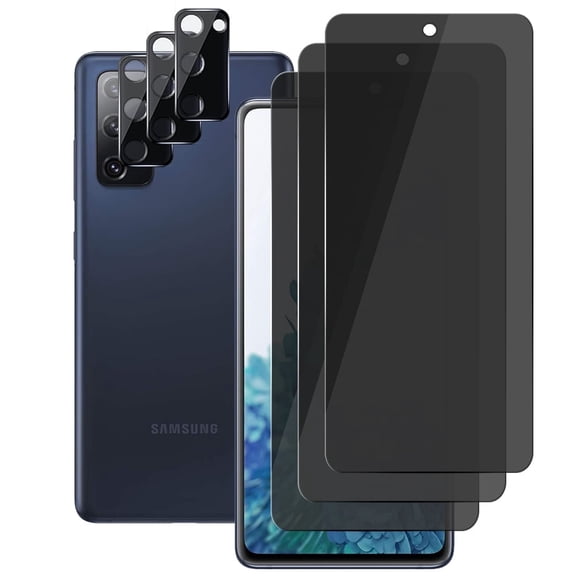 [Not Support Fingerprint Unlock] (3 3) for Samsung Galaxy S20 FE 5G / 4G (3 Pack) Privacy Screen Protector and Camera Lens Protector