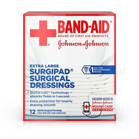 Band-Aid Brand Of First Aid Products Surgipad Surgical Dressings, 5 Inches By 9 Inches, 12