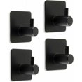 thumbnail image 1 of Ganchos de pared adhesivos con acabado negro mate, ganchos autoadhesivos resistentes para toallas de baño, abrigos, simplicidad elegante, 1 of 5