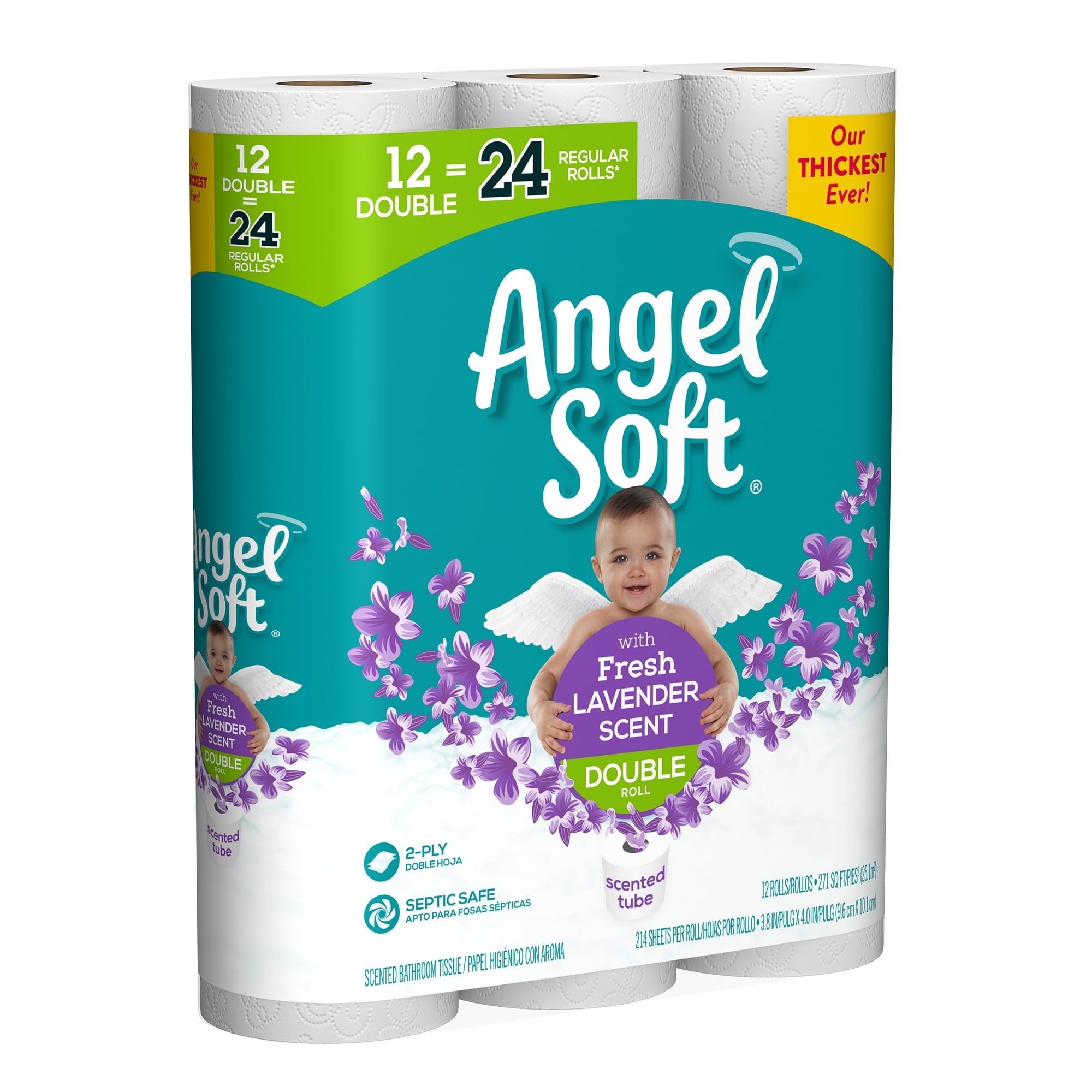 Angel Soft Toilet Paper with Fresh Lavender Scent, 12 Double Rolls - 1