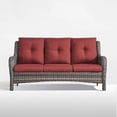 thumbnail image 2 of Unnifurnzi Outdoor Couch-All Weather PE Wicker Patio Sofa Outdoor Sofa Deep Seating for Porch Deck Backyard-Gray/Red, 2 of 7