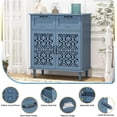 thumbnail image 6 of LFGUIZO 31.5″ Blue Heart-Shaped Carved Kitchen Storage Cabinet, with 2 Drawers and 2 Accent Cutlery Cabinets, Buffet, Living Room, Dining Room, Entrance, 6 of 6