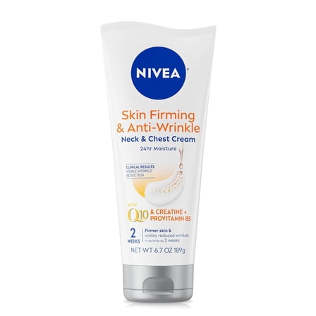 NIVEA Anti-Wrinkle Neck & Chest Cream, Skin Firming Body Cream with Q10 and Creatine, 6.7 oz
