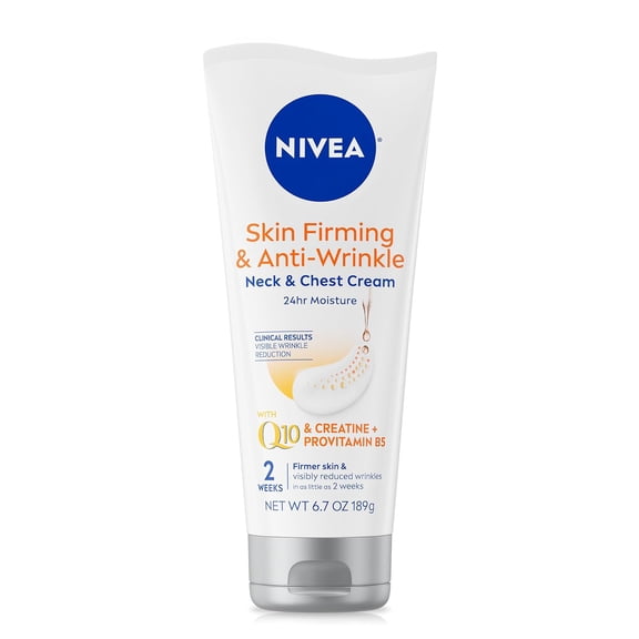 NIVEA Anti-Wrinkle Neck & Chest Cream, Skin Firming Body Cream with Q10 and Creatine, 6.7 oz