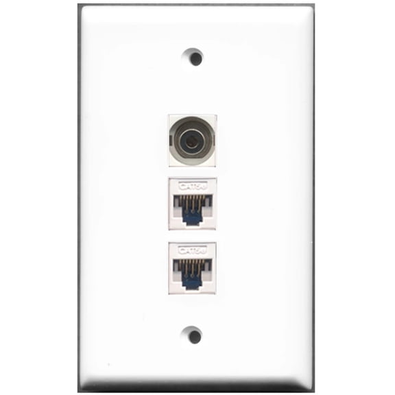 Ultra Spec Cables 1 Port 3.5mm 2 Cat5e Ethernet Wall Plate w/Female/Female Jacks