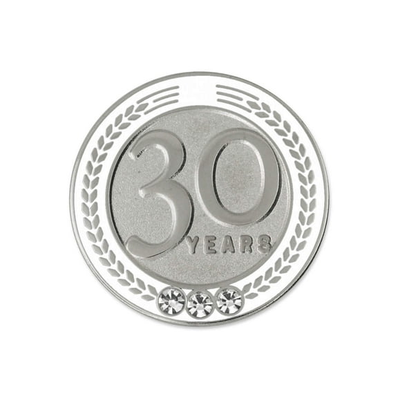 PinMart's 30-39 Years of Service Award Employee Recognition Gift Lapel Pin - White
