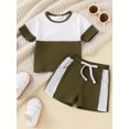 thumbnail image 2 of Bagilaanoe 2pcs Newborn Baby Boy Shorts Set Short Sleeve Contrast Color T Shirt Tops + Shorts 3M 6M 9M 12M 18M 24M Infant Casual Summer Clothes, 2 of 9