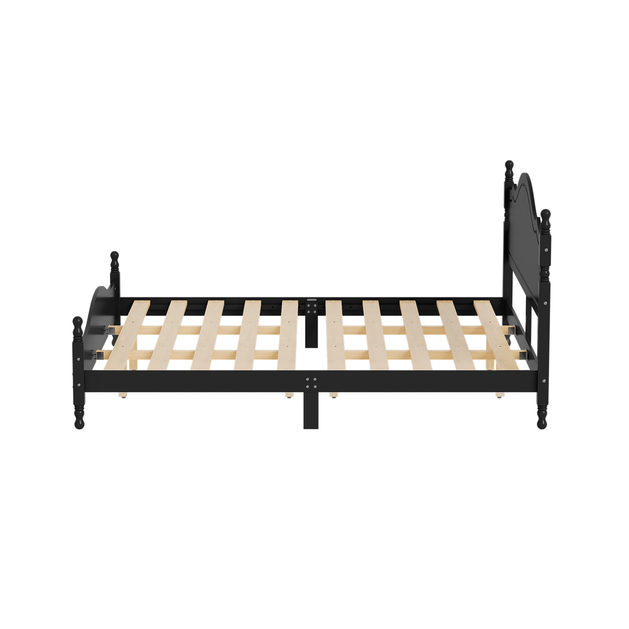 Euroco Wood King Size Platform Bed, Black